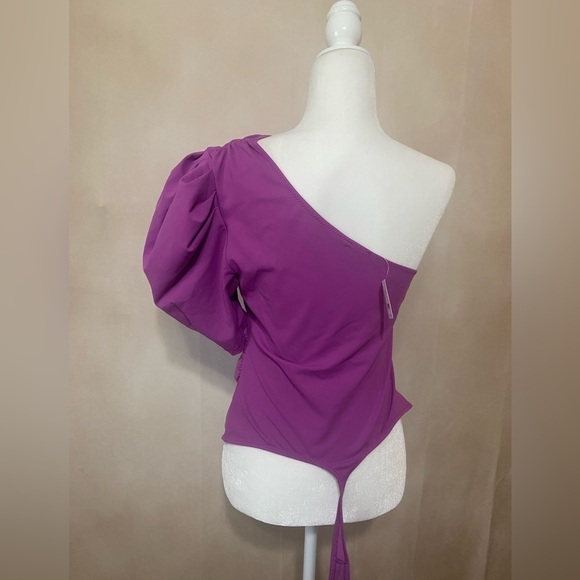 Free People size L Somethin' Bout You solid one sleeve bodysuit summer bloom - Picture 7 of 13